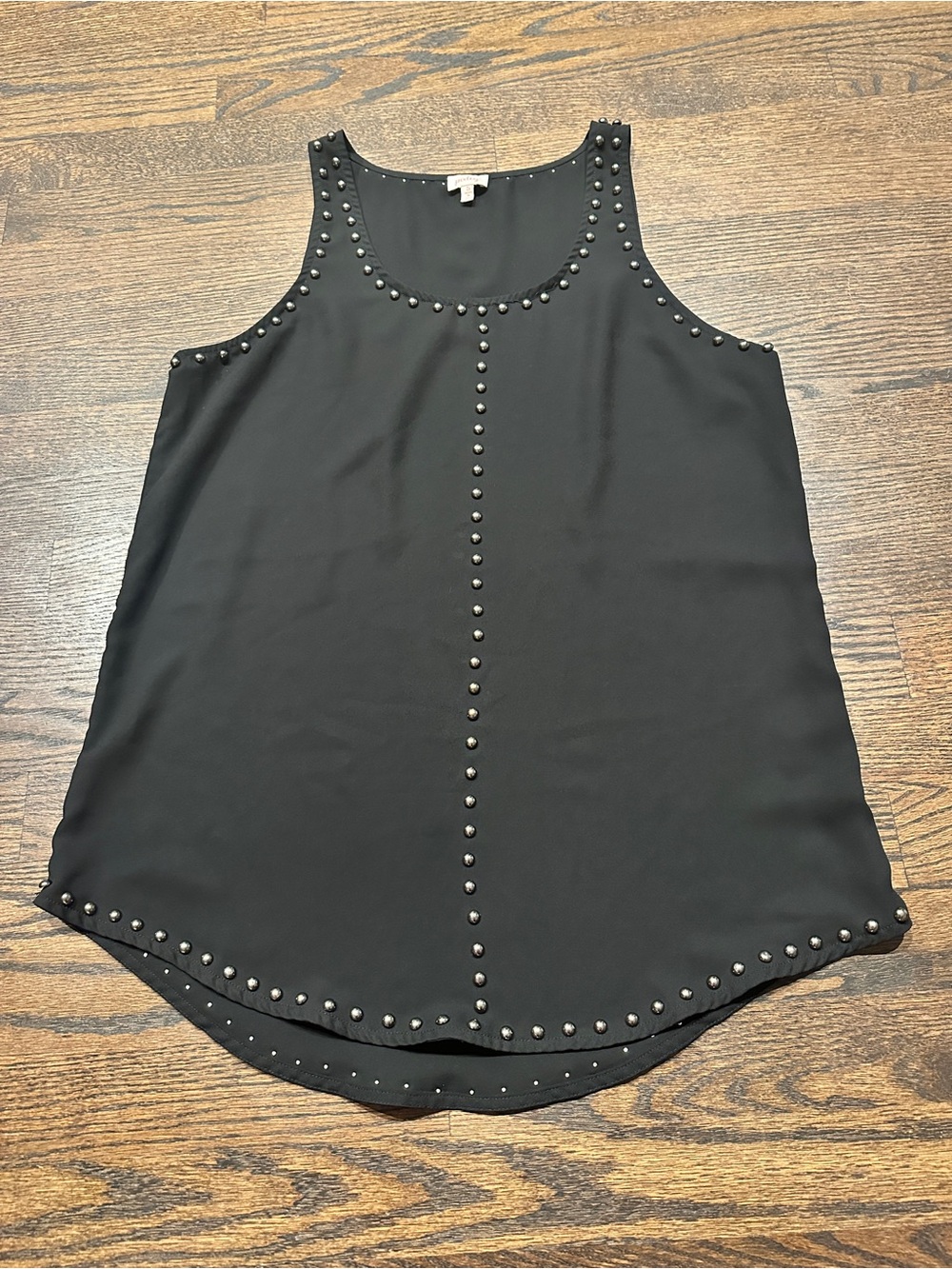 Pixley Black Studded Scoop Neck Tank